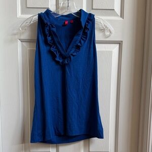 Source Unknown Navy Ruffle V-Neck Blouse